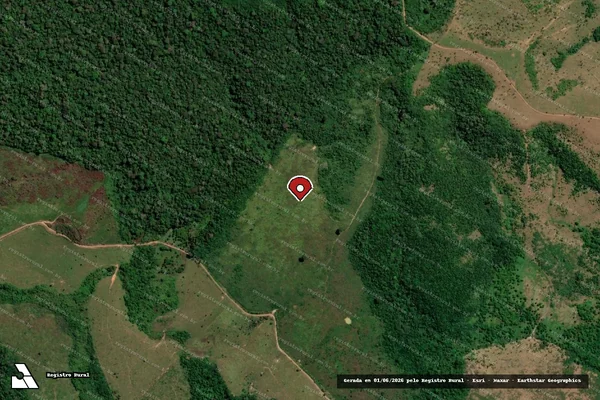 Imagem de satélite de Infração Ambiental em Apuí - AM (marcador da localização)