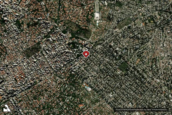 Imagem de satélite de Infração Ambiental em São Paulo - SP (marcador da localização)