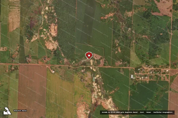 Imagem de satélite de Infração referente a Qualidade Ambiental em Guarantã do Norte - MT (marcador da localização)