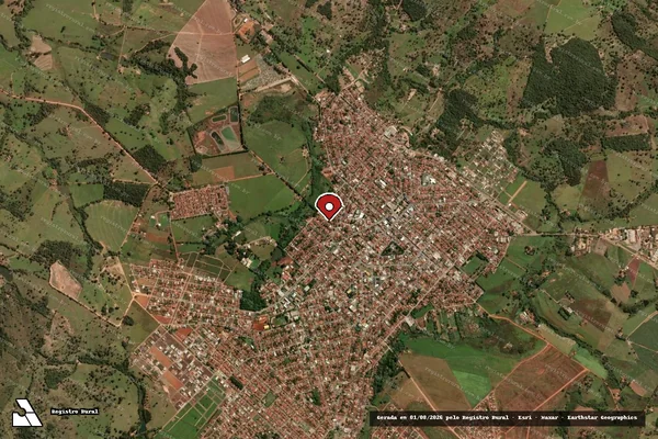 Imagem de satélite de Infração Ambiental em Rubiataba - GO (marcador da localização)