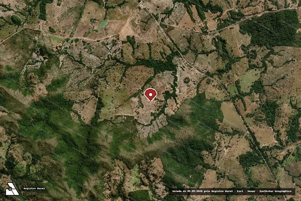 Imagem de satélite de Infração Ambiental em Faina - GO (marcador da localização)