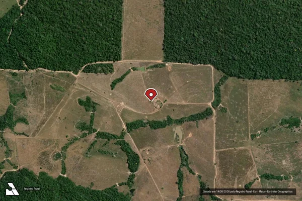 Imagem de satélite de Infração Ambiental em Juruena - MT (marcador da localização)