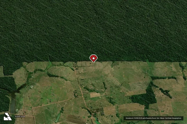 Imagem de satélite de Infração Ambiental em São Francisco do Guaporé - RO (marcador da localização)