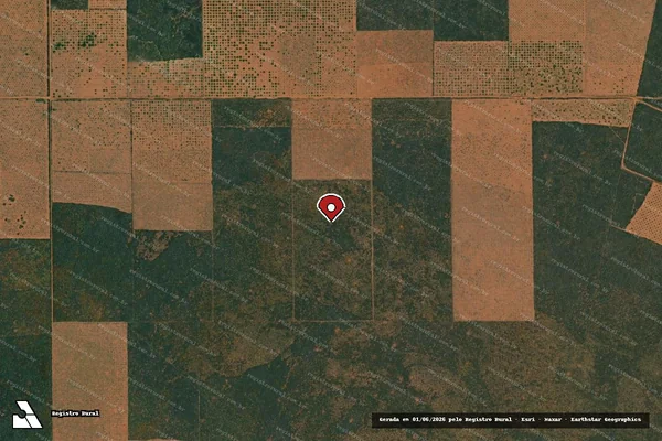 Imagem de satélite de Infração da Flora em Carnaubais - RN (marcador da localização)