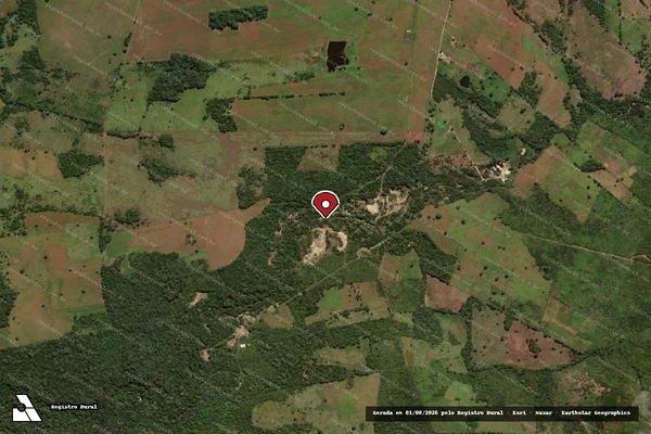 Imagem de satélite de Infração Ambiental em Santana do Cariri - CE (marcador da localização)