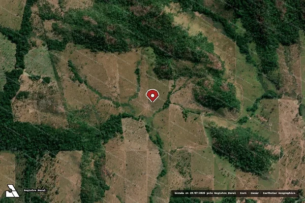 Imagem de satélite de Infração Ambiental em Cotriguaçu - MT (marcador da localização)