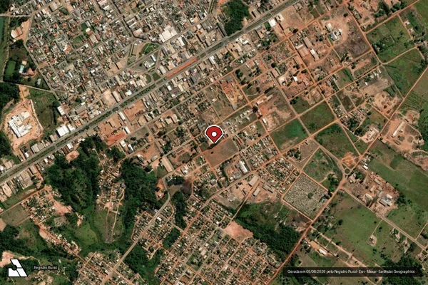 Imagem de satélite de Comércio Ilegal de Madeira em Juína - MT (marcador da localização)
