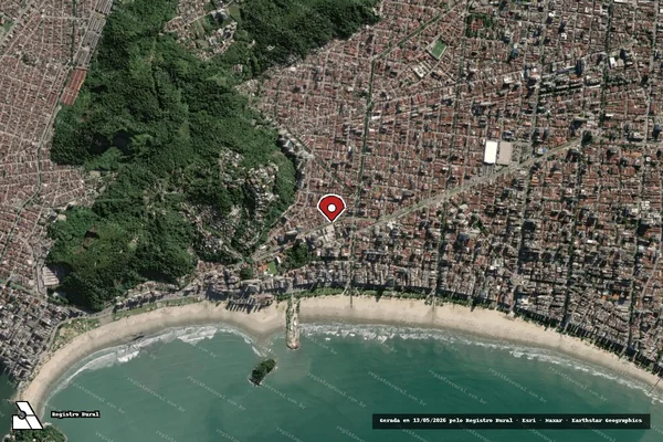 Imagem de satélite — Embargo IBAMA — Infração Ambiental — Santos/SP