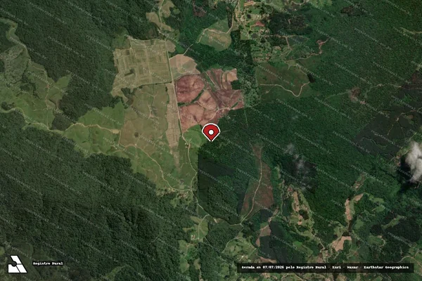 Imagem de satélite de Infração da Flora em Taió - SC (marcador da localização)