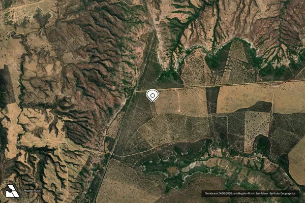 Imagem de satélite de Infração Ambiental em João Pinheiro - MG (marcador da localização)