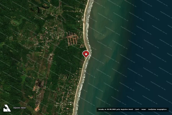 Imagem de satélite de Infração Ambiental em Ilhéus - BA (marcador da localização)