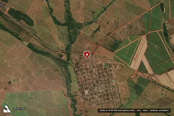 Imagem de satélite de Infração Ambiental em São Francisco de Sales - MG (marcador da localização)