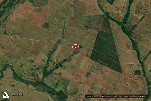 Imagem de satélite de Infração Ambiental em Lagoa Santa - GO (marcador da localização)