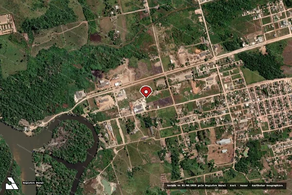 Imagem de satélite de Infração Ambiental em Novo Progresso - PA (marcador da localização)