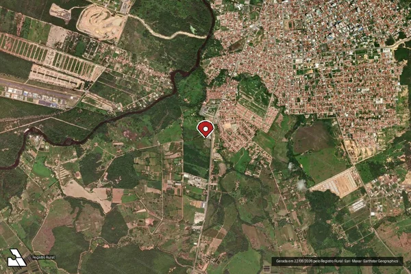 Imagem de satélite de Infração referente a Qualidade Ambiental em Barreiras - BA (marcador da localização)