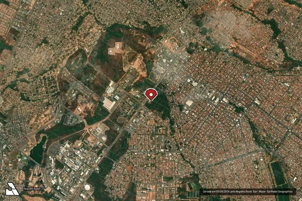 Imagem de satélite de Infração da Flora em Cuiabá - MT (marcador da localização)