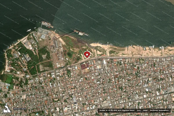 Imagem de satélite de Infração Ambiental em Santarém - PA (marcador da localização)