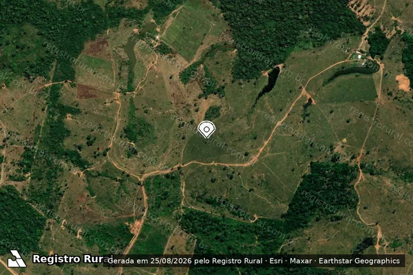 Imagem de satélite de Infração da Flora em Acrelândia - AC (marcador da localização)