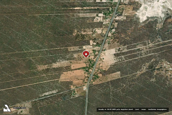 Imagem de satélite de Infração Ambiental em Tibau - RN (marcador da localização)