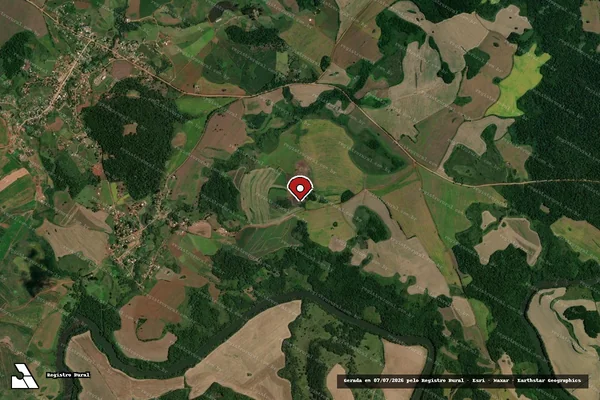 Imagem de satélite de Infração da Flora em Ipuaçu - SC (marcador da localização)