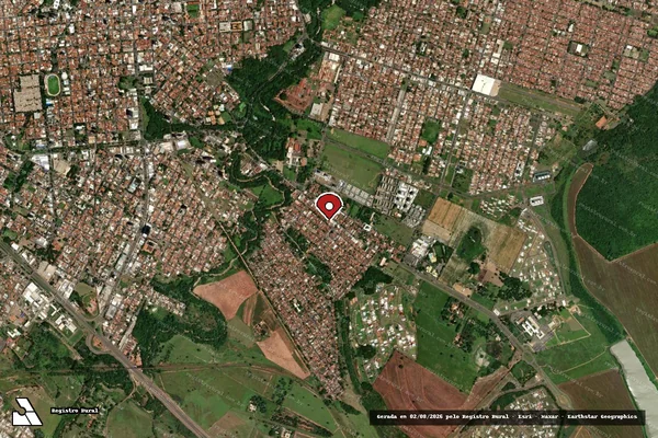Imagem de satélite de Infração Ambiental em Araçatuba - SP (marcador da localização)