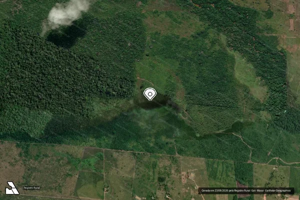 Imagem de satélite de Infração Ambiental em Humaitá - AM (marcador da localização)