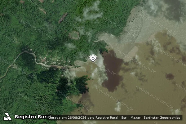 Imagem de satélite de Infração Ambiental em Itaubal - AP (marcador da localização)