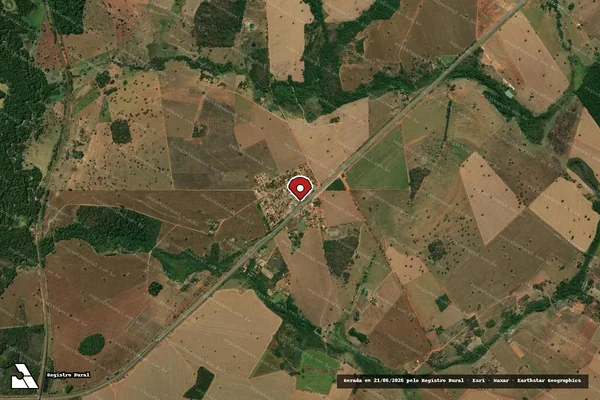 Imagem de satélite de Infração Ambiental em Indiara - GO (marcador da localização)