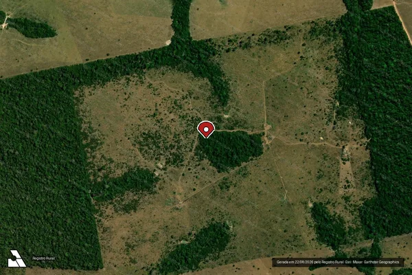 Imagem de satélite de Infração da Flora em Juína - MT (marcador da localização)