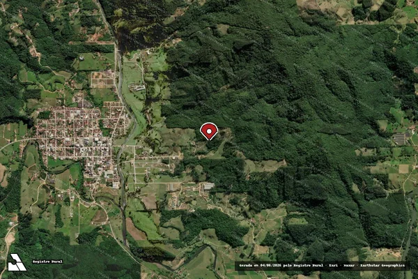 Imagem de satélite de Infração Ambiental em Grão Pará - SC (marcador da localização)