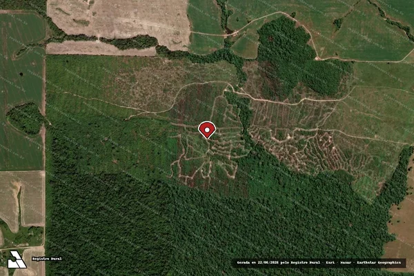 Imagem de satélite de Infração da Flora em Guarantã do Norte - MT (marcador da localização)