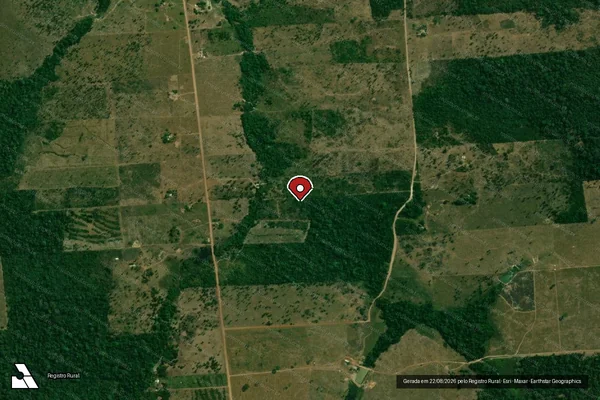 Imagem de satélite de Infração Ambiental em Guajará-Mirim - RO (marcador da localização)