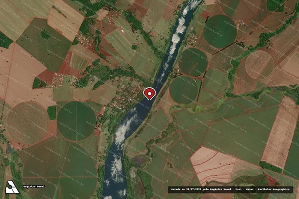 Imagem de satélite de Infração Ambiental em Itumbiara - GO (marcador da localização)