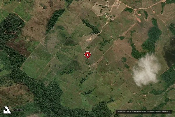 Imagem de satélite de Desmatamento em Cotriguaçu - MT (marcador da localização)