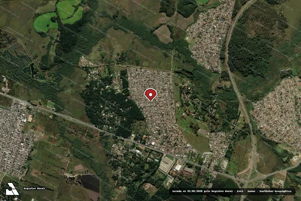 Imagem de satélite de Infração Ambiental em Piraquara - PR (marcador da localização)