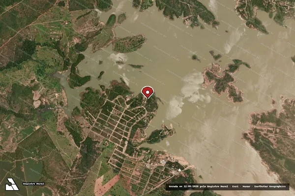 Imagem de satélite de Infração Ambiental em Uruaçu - GO (marcador da localização)