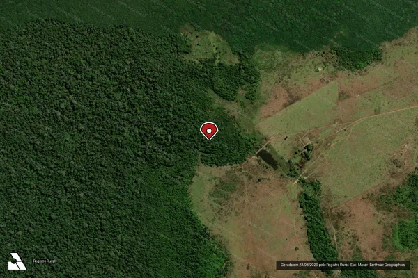 Imagem de satélite de Infração Ambiental em Juína - MT (marcador da localização)