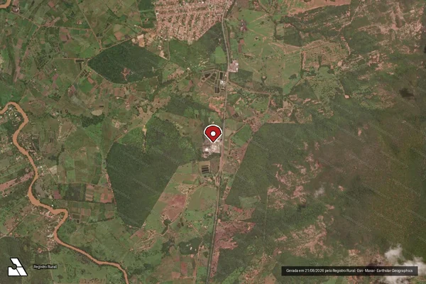 Imagem de satélite de Infração Ambiental em Barreiras - BA (marcador da localização)