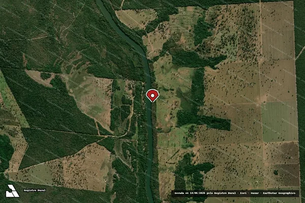 Imagem de satélite de Infração referente a Qualidade Ambiental em Lambari D'Oeste - MT (marcador da localização)