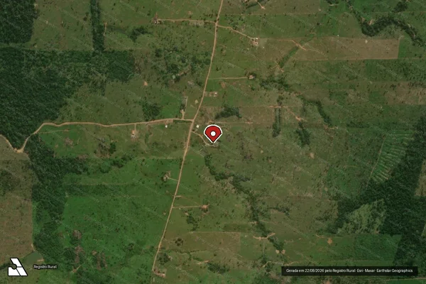 Imagem de satélite de Infração da Flora em Campo Novo de Rondônia - RO (marcador da localização)