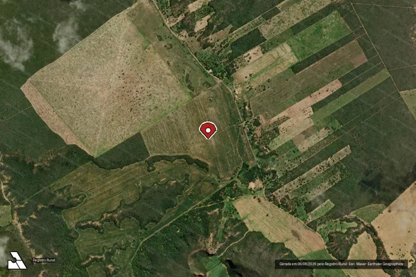 Imagem de satélite de Infração da Flora em Euclides da Cunha - BA (marcador da localização)