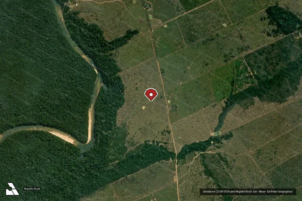 Imagem de satélite de Infração Ambiental em Manicoré - AM (marcador da localização)