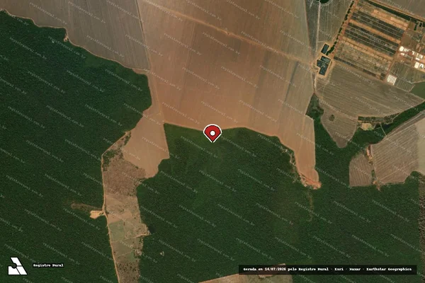 Imagem de satélite de Infração da Flora em Sinop - MT (marcador da localização)