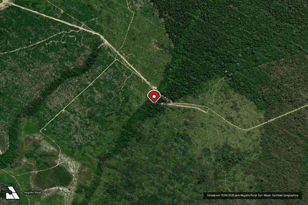 Imagem de satélite de Infração Ambiental em Apuí - AM (marcador da localização)