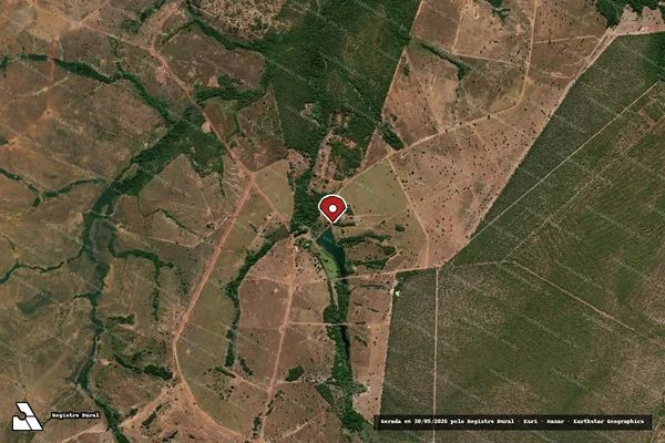 Imagem de satélite de Infração Ambiental em Novo Planalto - GO (marcador da localização)