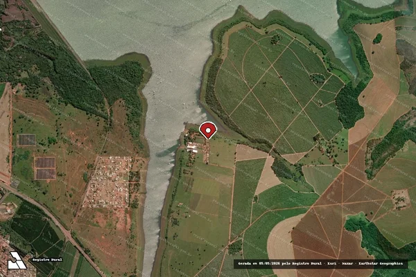 Imagem de satélite de Infração Ambiental em Icém - SP (marcador da localização)