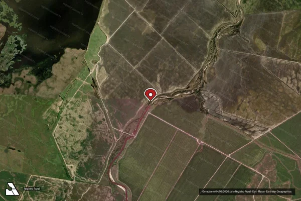Imagem de satélite de Infração Ambiental em Sant' Ana do Livramento - RS (marcador da localização)