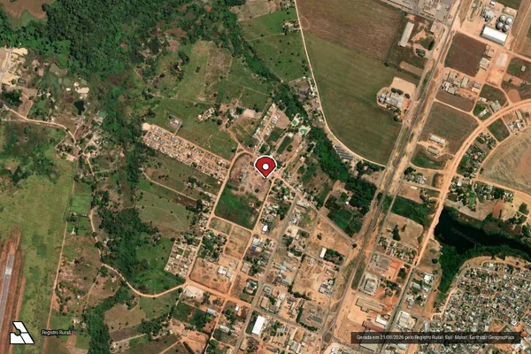 Imagem de satélite de Infração da Flora em Peixoto de Azevedo - MT (marcador da localização)