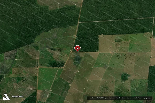 Imagem de satélite de Infração da Flora em São Francisco do Guaporé - RO (marcador da localização)