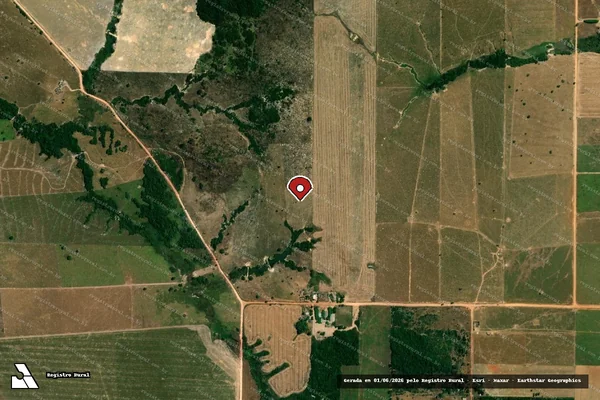 Imagem de satélite de Infração Ambiental em Guarantã do Norte - MT (marcador da localização)